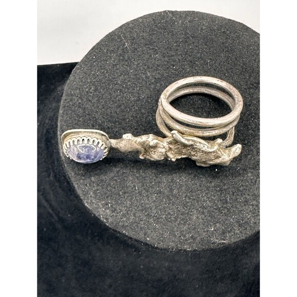 Artisan Handcrafted Tanzanite Ring Size 6.25 Adjustable Sterling Silver Unique - Picture 7 of 15